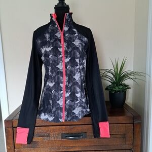 Mondetta Active Jacket Full Zip Stretch Performance Top Medium Black Pink Grey